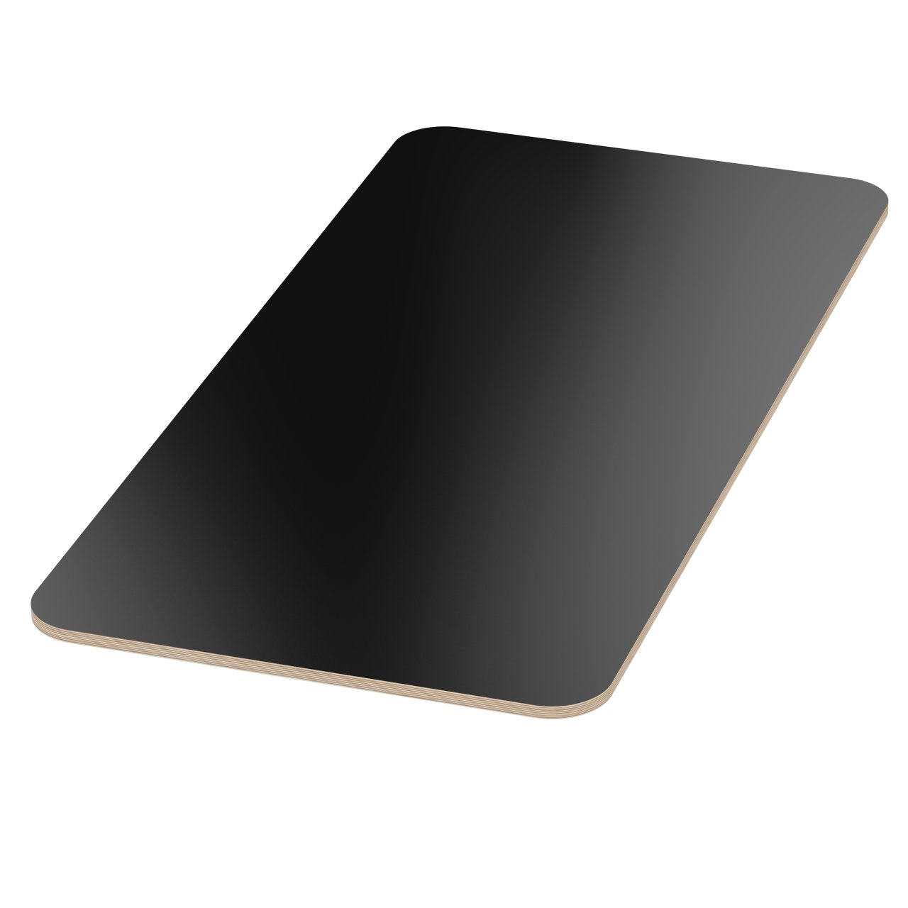 1300x900 mm Multiplexplatte schwarz melaminbeschichtet Holzplatte Tischplatte Birke Eckenradius 100 mm