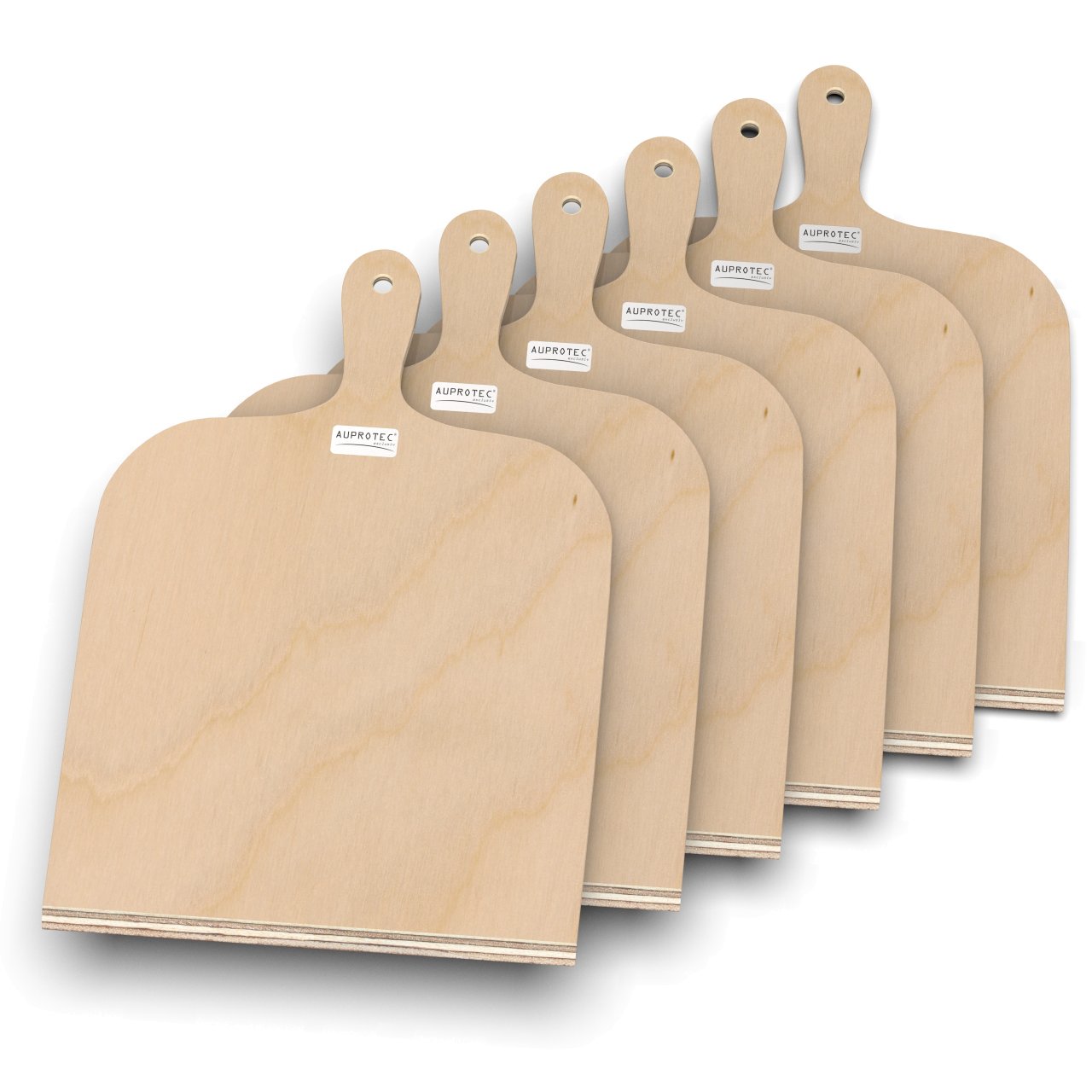 6 Pizzaschaufeln S (26 x 20 cm) Holz Pizzaschieber Pizzabretter Birke geschliffen Modell Yves