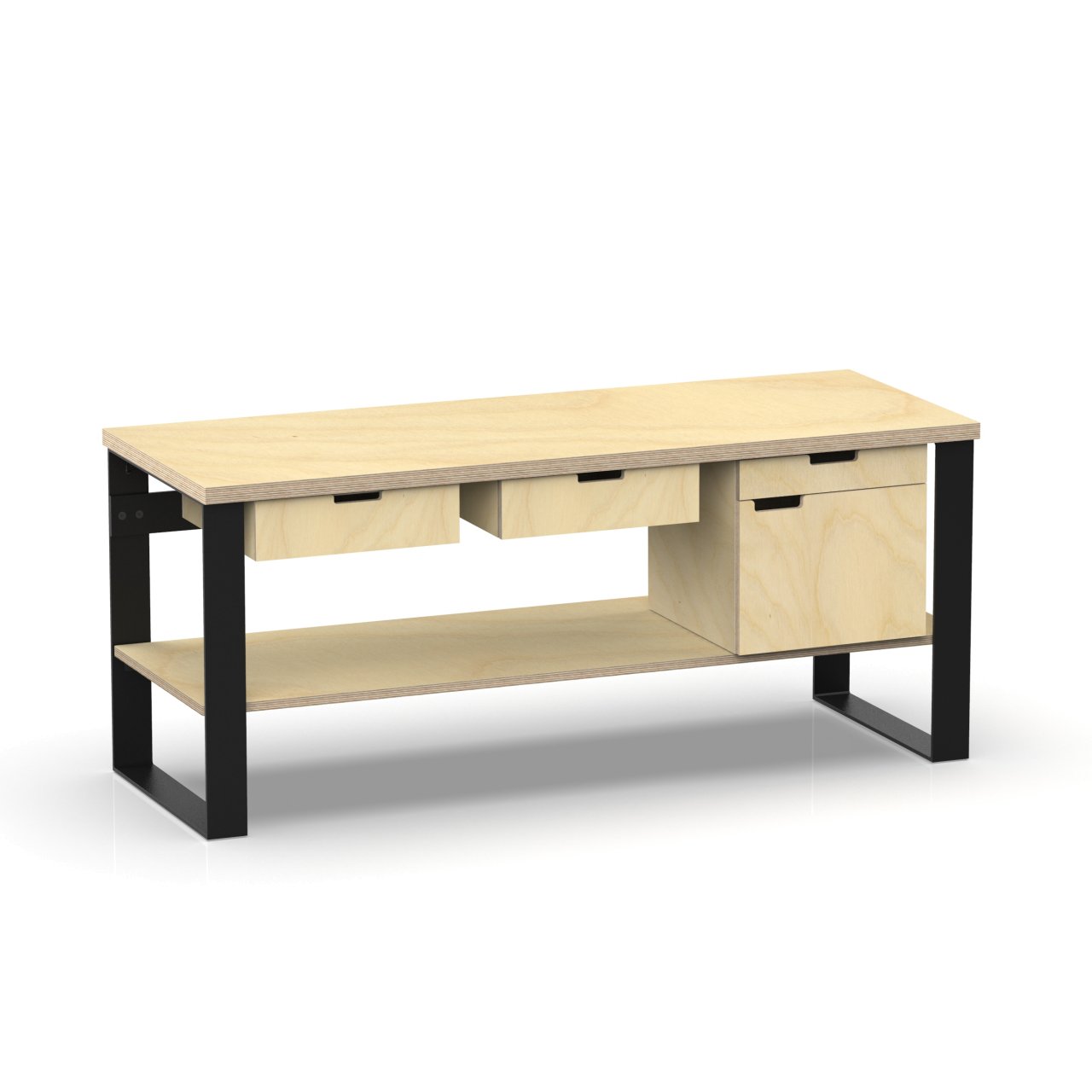 Profi Design Werkbank 1800 x 750 x 850 mm mit 40 mm Arbeitsplatte + Boden mit 2 Schubkästen & Unterschrank rechts