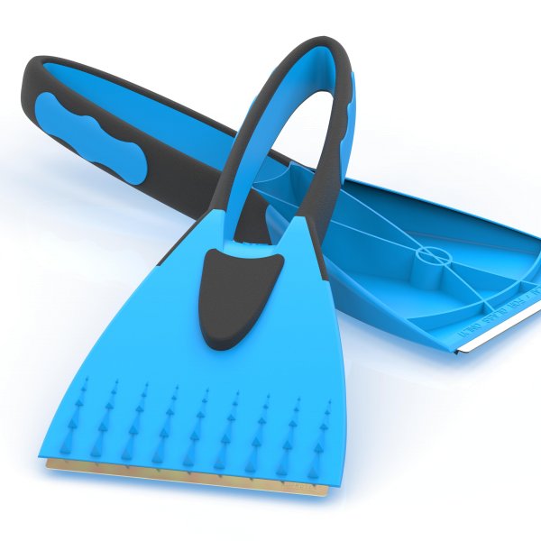 Eiskratzer 2K mit Messingklinge und rutschfestem Softgriff blau