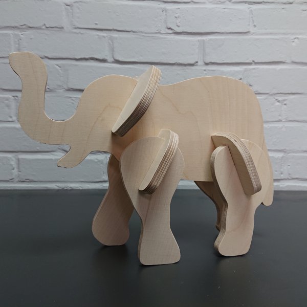 3D Holzbausatz Multiplex Birkenholz Modell Elefant