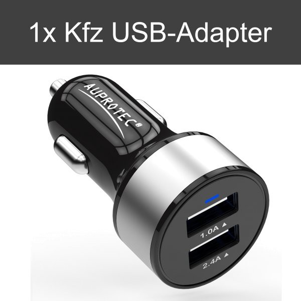 USB adapter iX-2C-SW dual samochodowy sprzęt ładujący 3.4A czarno-srebrny