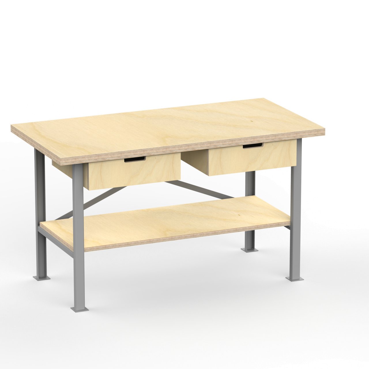 Profi Werkbank 1500 x 800 x 850 mm mit 40 mm Arbeitsplatte und Boden + 2 Schubkästen