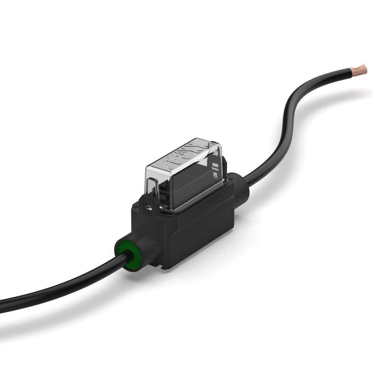 Spritzwassergeschützter Sicherungshalter für miniOTO Kfz-Sicherungen mit 1,5 mm² Kabel schwarz