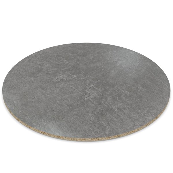 Dekor Spanplatte 19mm Tischplatte rund melaminharzbeschichtet Atlantic Stone Graphite mit ABS Kante Umleimer
