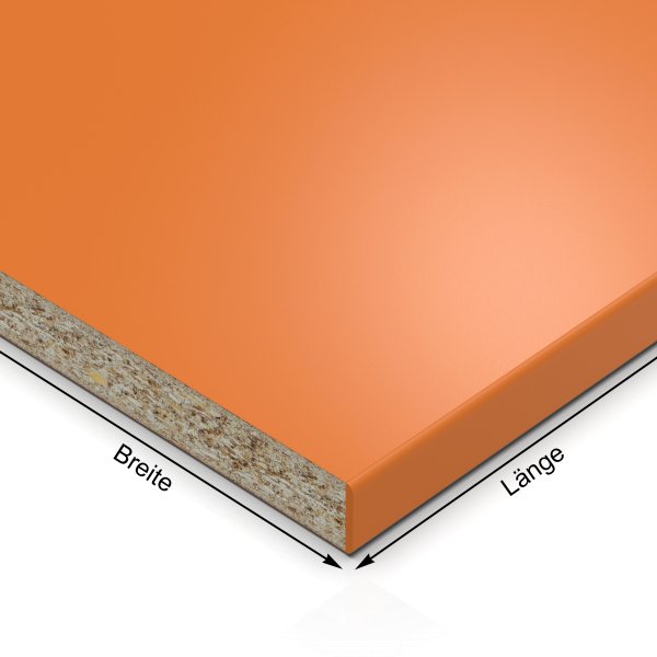19 mm Einlegeboden Regalboden orange melaminharzbeschichtet mit ABS Kante max 1000 x 800
