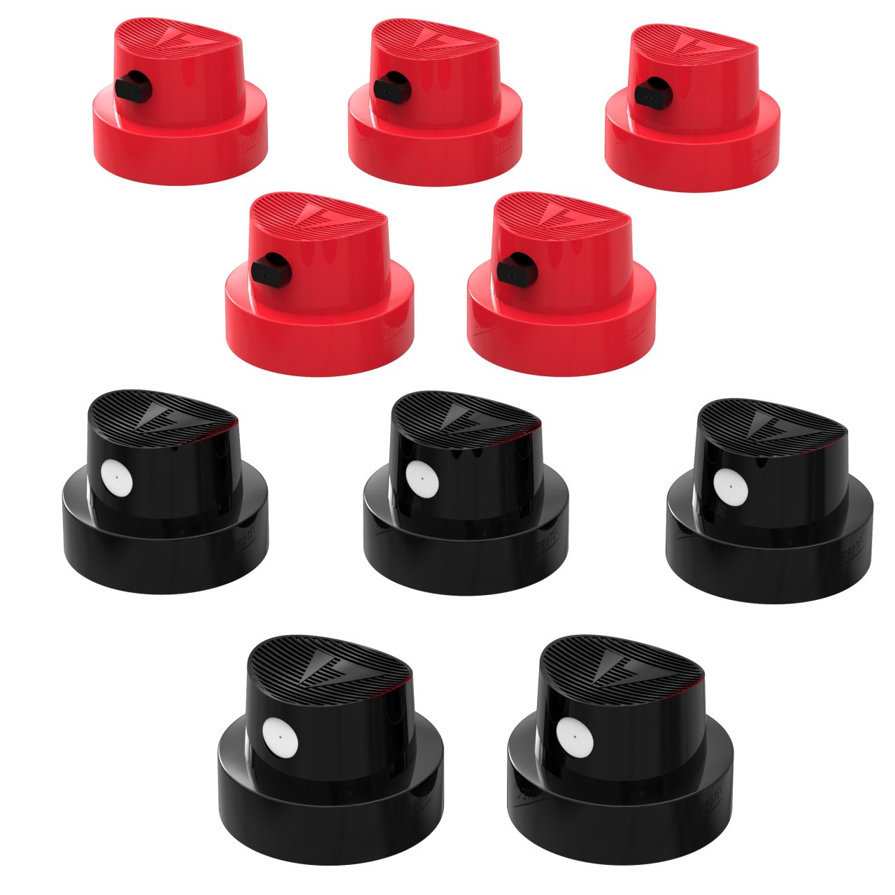 Sprühkopf Set 10 tlg. Spray Caps Kit 5x Punktsprühkopf schwarz/weiß + 5x Fächersprühkopf rot/schwarz