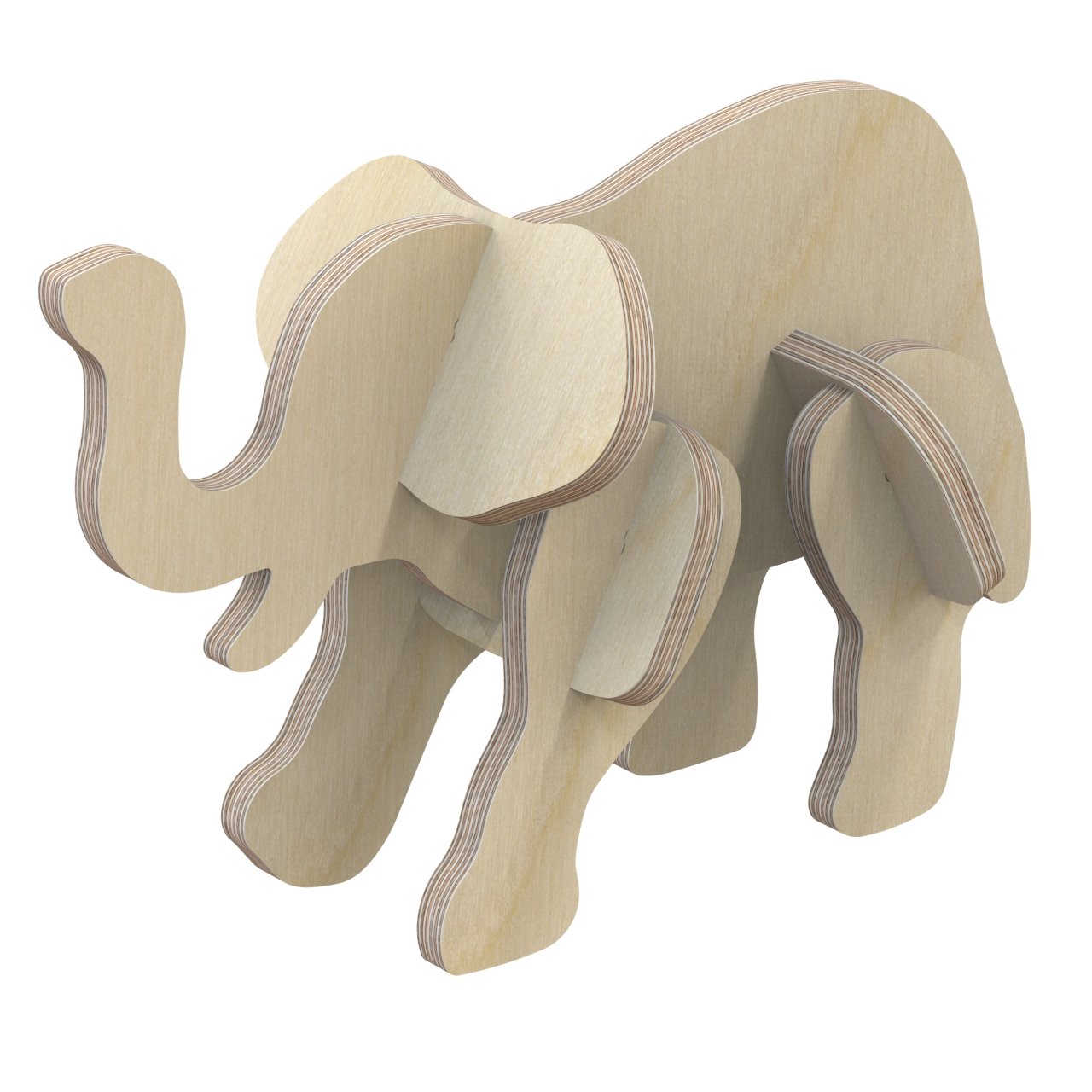 3D Holzbausatz Multiplex Birkenholz Konstruktions-Puzzle Modell Elefant