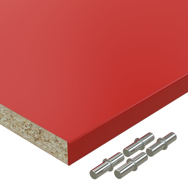 19 mm Einlegeboden Regalboden rot melaminharzbeschichtet mit ABS Kante max 1000 x 800