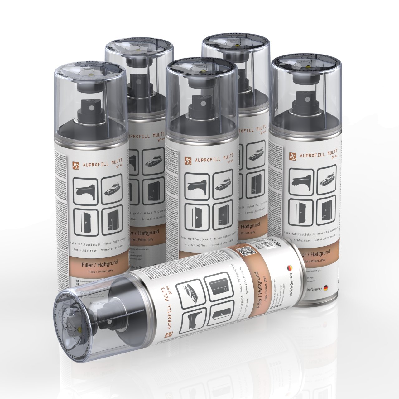 6 Dosen AUPROFILL MULTI Filler Haftgrund grau 400ml