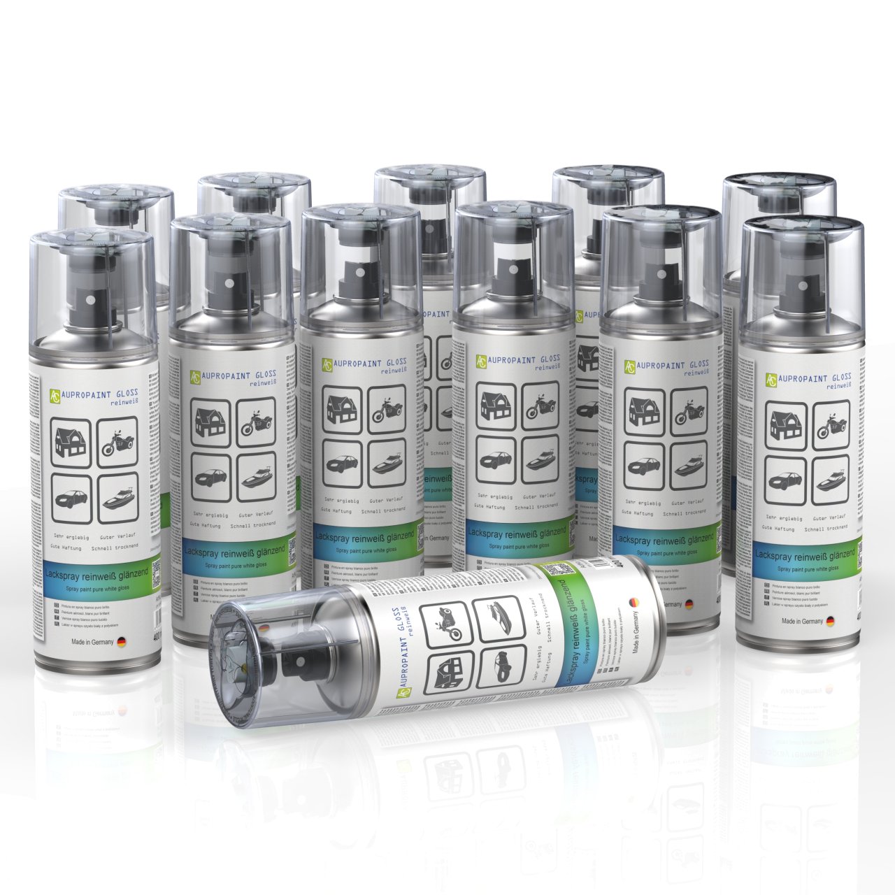 12 Dosen AUPROPAINT GLOSS Lackspray weiß glänzend 400ml