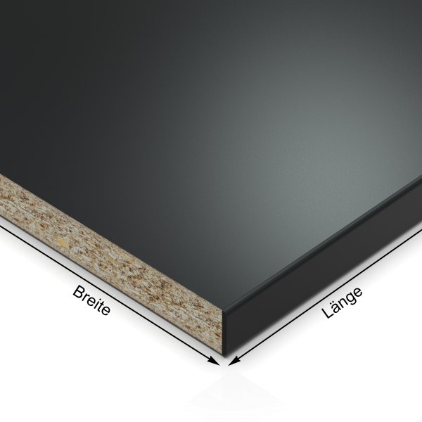 19 mm Einlegeboden Regalboden schwarz melaminharzbeschichtet mit ABS Kante max 1000 x 800