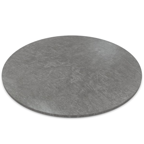 Dekor Spanplatte 19mm Tischplatte rund melaminharzbeschichtet Atlantic Stone Graphite mit ABS Kante Umleimer