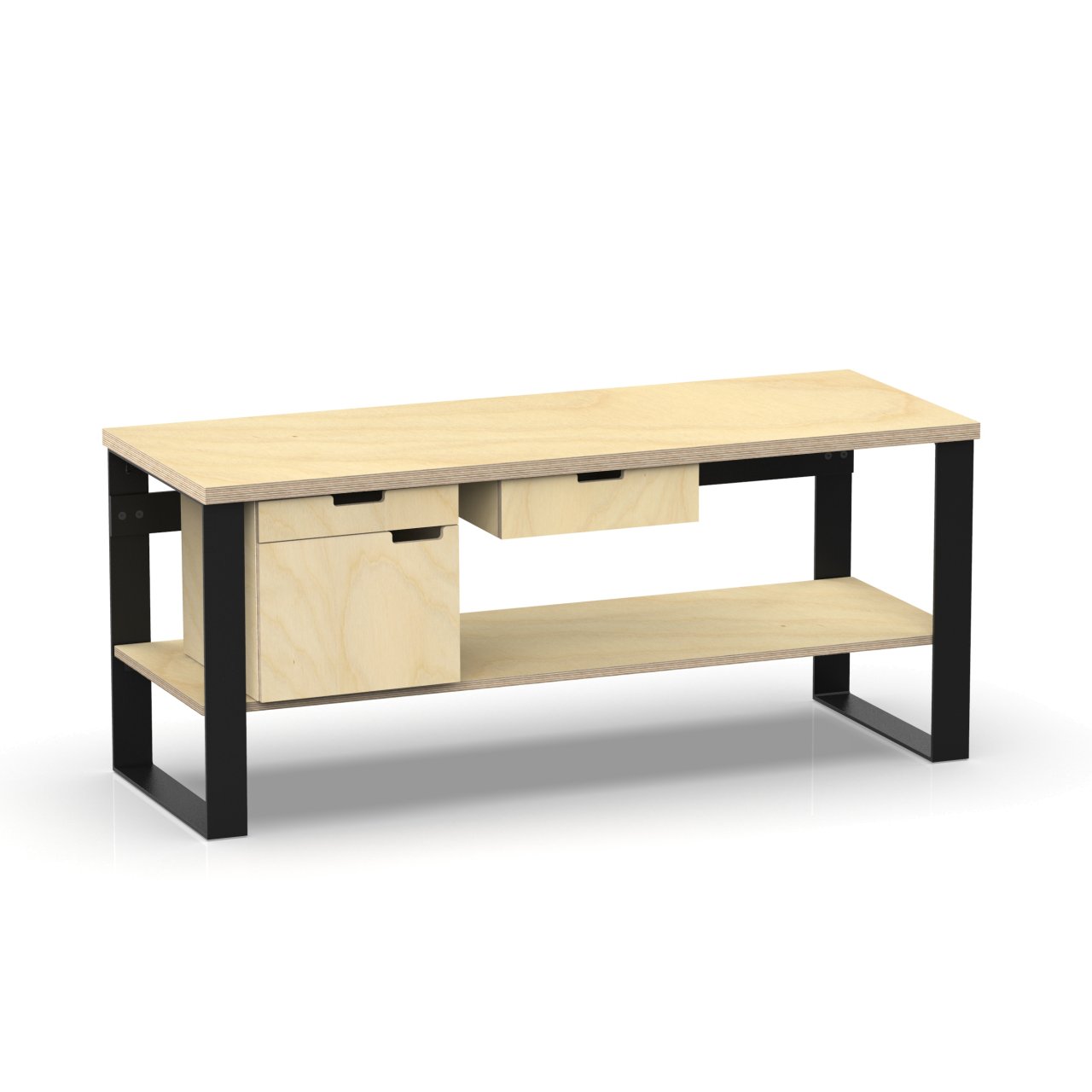 Profi Design Werkbank 2000 x 750 x 850 mm mit 40 mm Arbeitsplatte + Boden mit Schubkasten mitte & Unterschrank links
