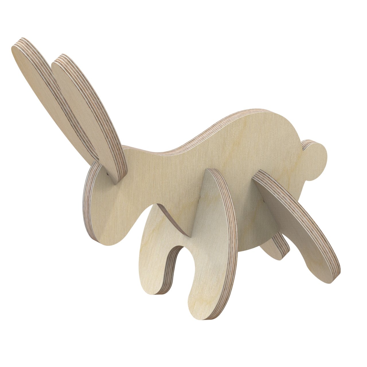 3D Holzbausatz Multiplex Birkenholz Konstruktions-Puzzle Modell Hase