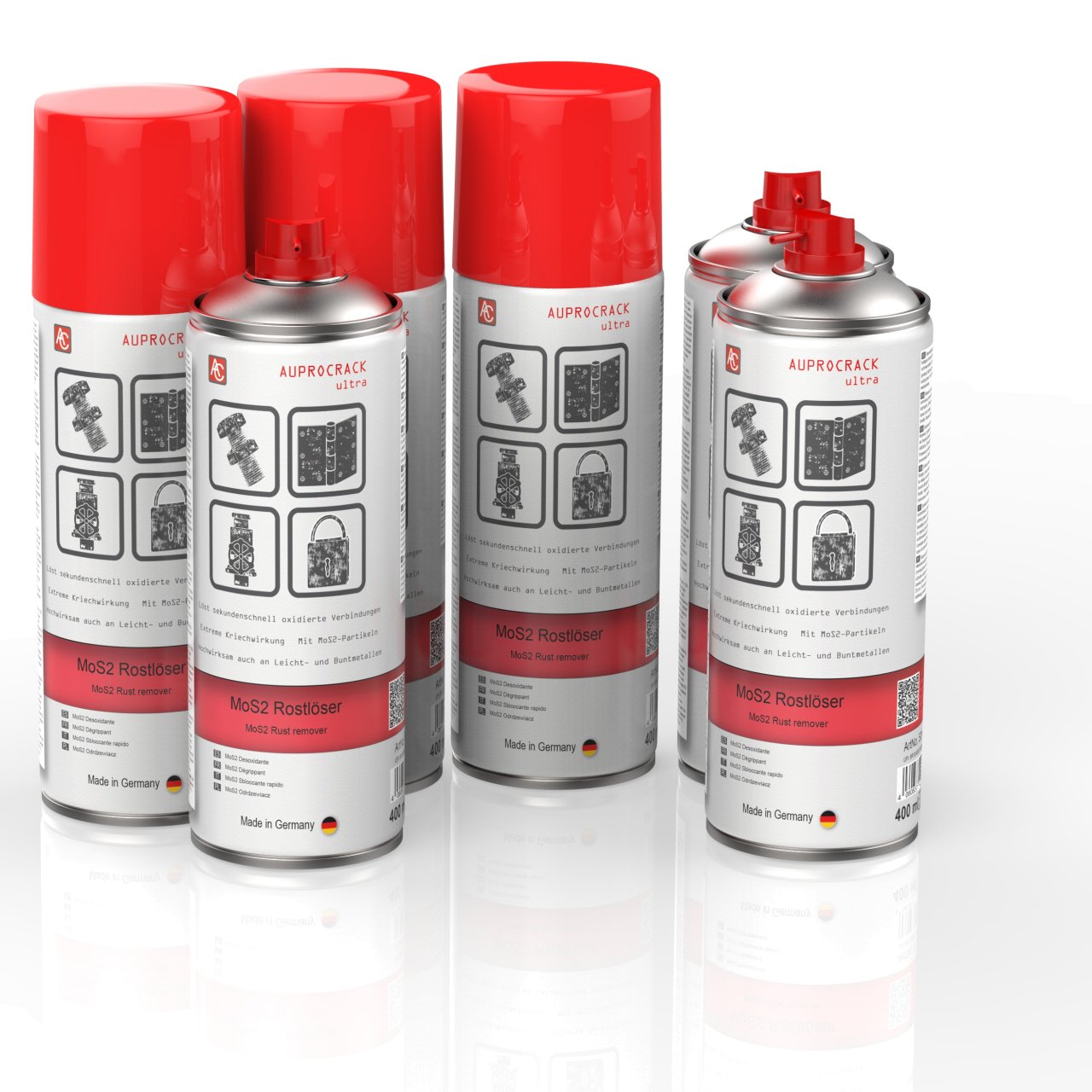6 Dosen AUPROCRACK ultra Rostlöser MoS2 Kriechöl Rostentferner Spray 400ml