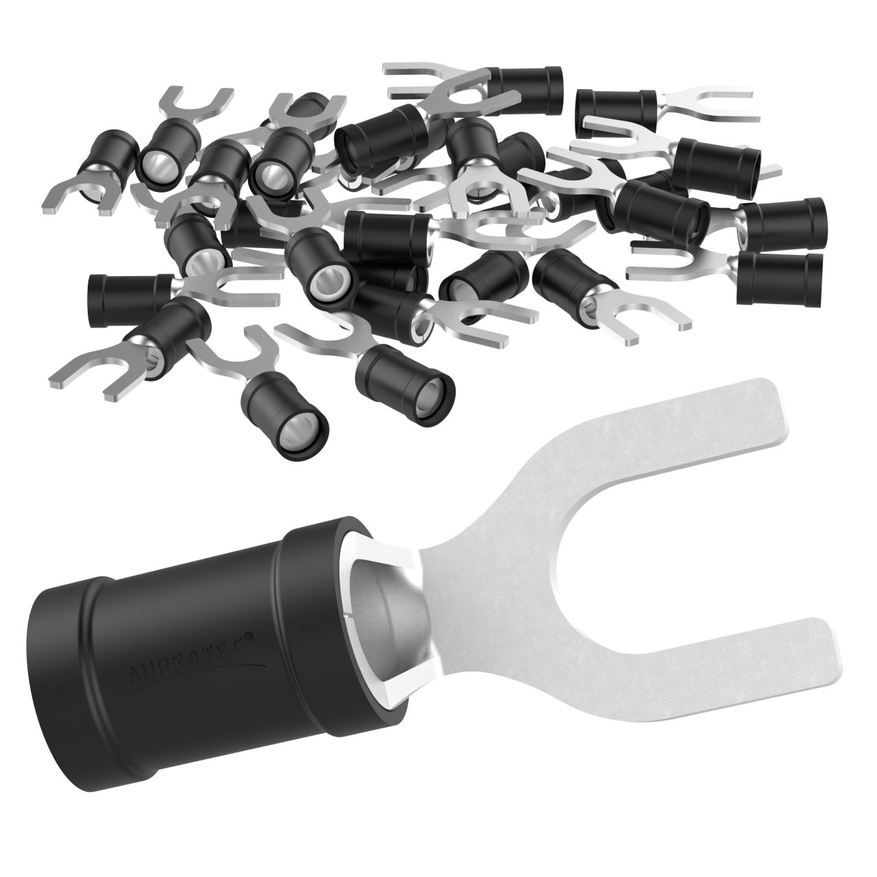 1000 Gabelkabelschuhe 2,5-4,0 mm² Loch-Ø M3 Teilisoliert | schwarz | max 37A