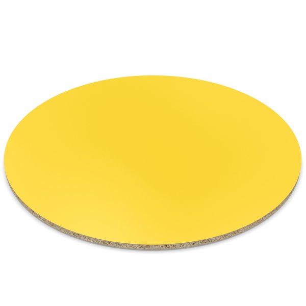 Dekor Spanplatte 19mm Tischplatte rund melaminharzbeschichtet gelb mit ABS Kante Umleimer