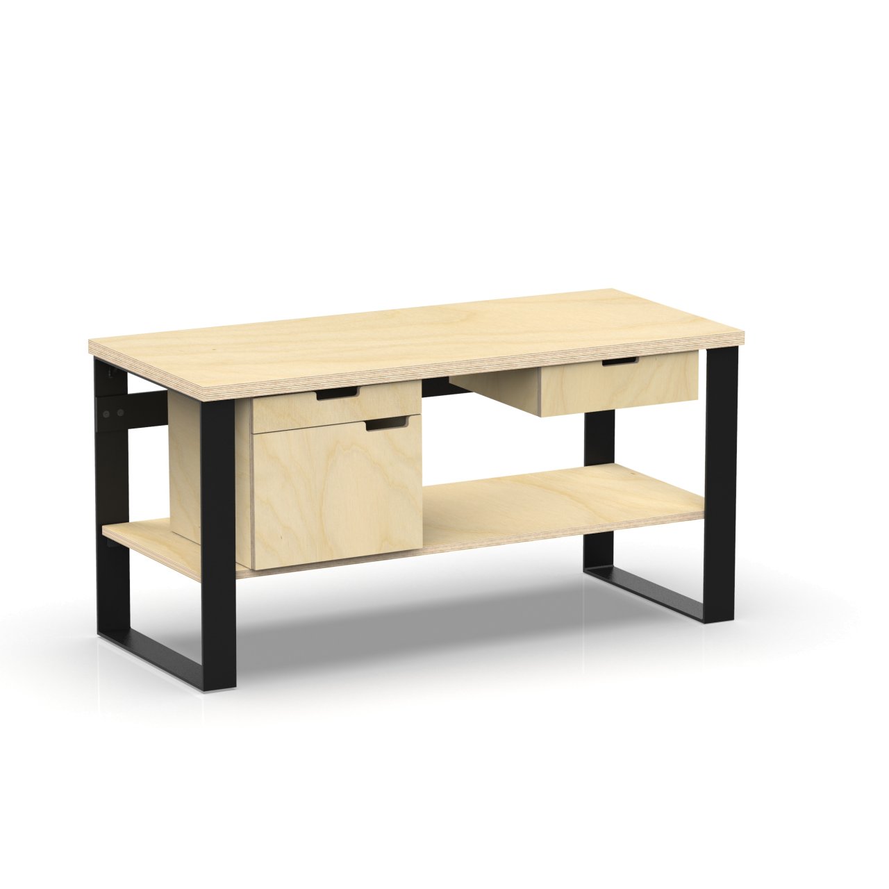 Profi Design Werkbank 1500 x 750 x 850 mm mit 40 mm Arbeitsplatte und Boden + 1 Schubkasten + 1 Schrank links