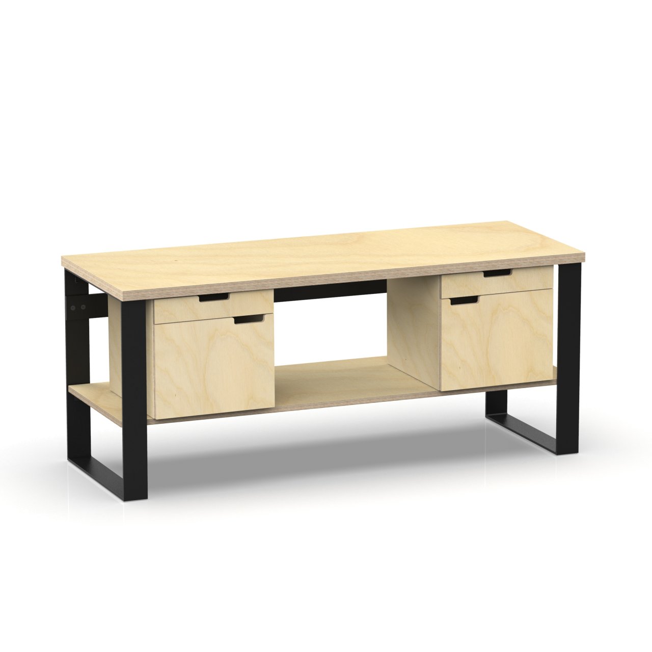Profi Design Werkbank 2000 x 750 x 850 mm mit 40 mm Arbeitsplatte + Boden mit 2 Unterschränken