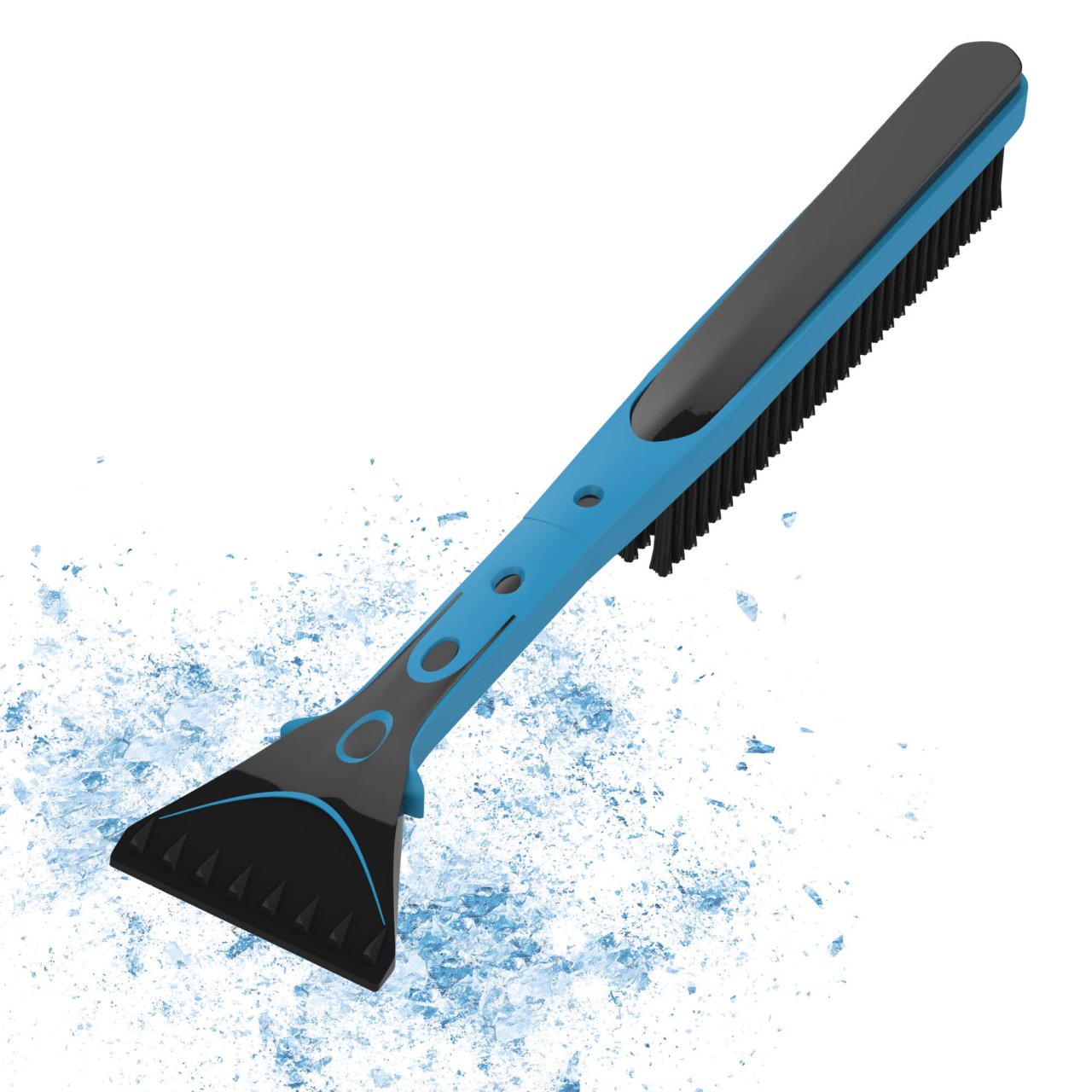 Auto Schneebesen mit Eiskratzer 2in1 abnehmbarer Scheibenkratzer aus robustem ABS - Schwarz-Blau