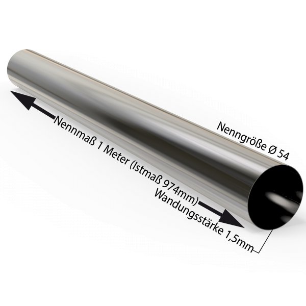 1m Auspuffrohr universal Ø 54 mm Auspuff Stahl aluminiert