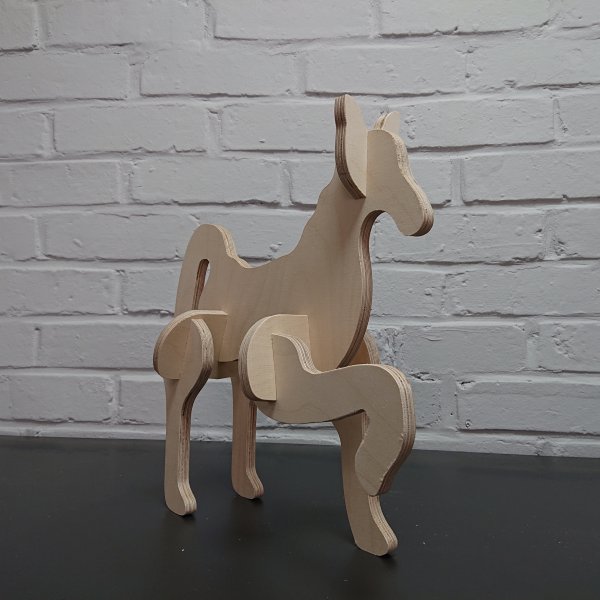 3D Holzbausatz Multiplex Birkenholz Konstruktions-Puzzle Modell Pony