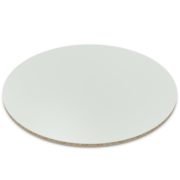 Dekor Spanplatte 19mm Tischplatte rund melaminharzbeschichtet grau mit ABS Kante Umleimer
