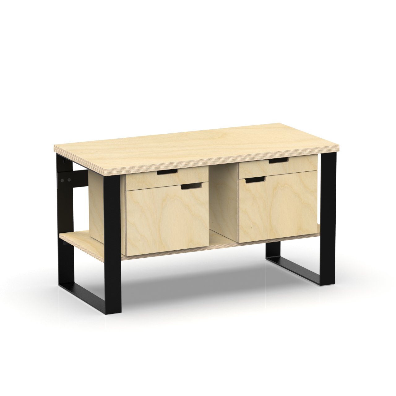 Profi Design Werkbank 1300 x 750 x 850 mm mit 40 mm Arbeitsplatte und Boden + 2 Schränke