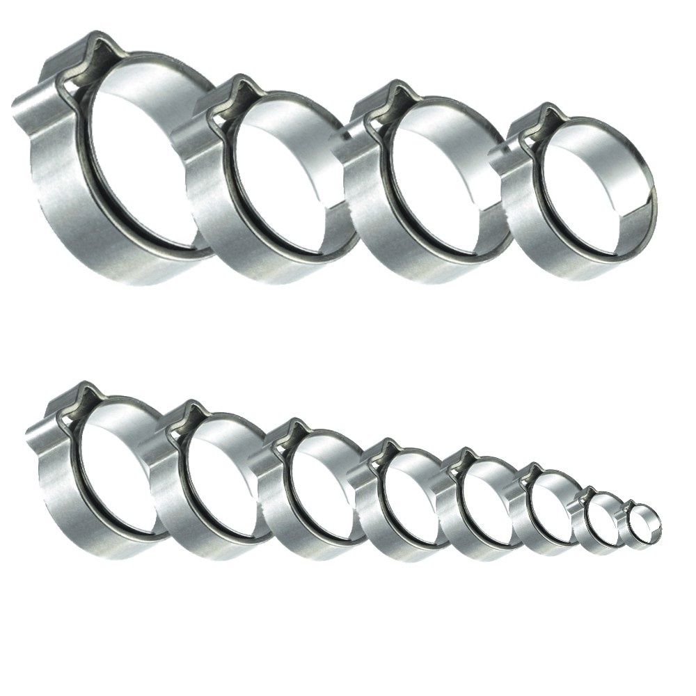 50 pièces AUPROTEC Collier de Serrage à vis en acier inoxydable V2A W2 DIN 3017 choix 70-90 mm