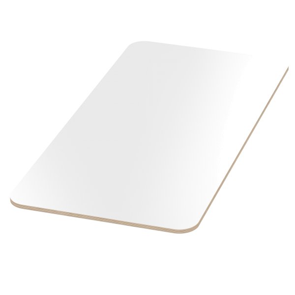 Multiplexplatte Holzplatte Tischplatte Birke melaminbeschichtet weiß Eckenradius 100 mm