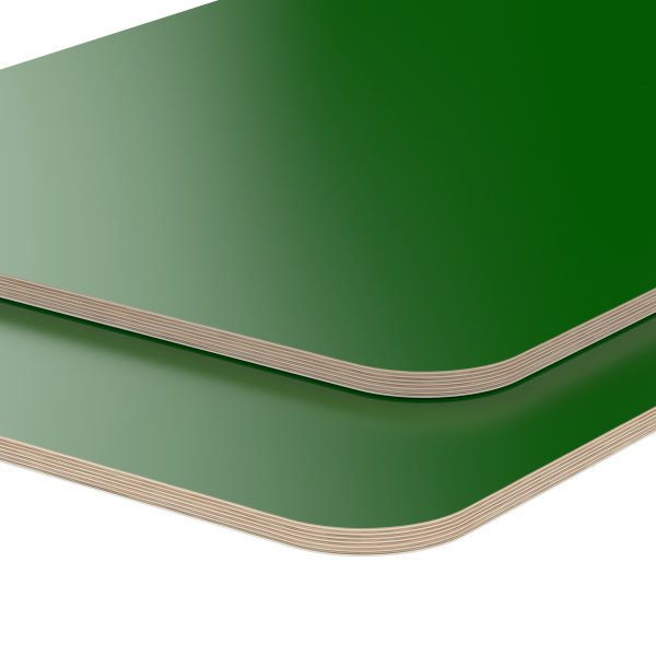 Multiplexplatte Holzplatte Tischplatte Birke melaminbeschichtet grün Eckenradius 100 mm