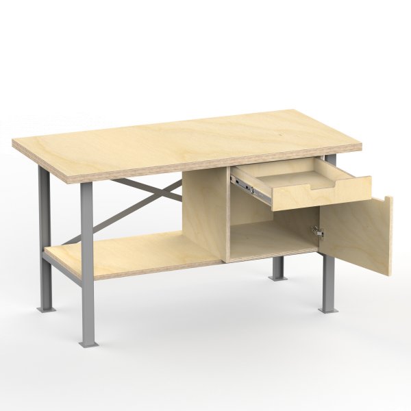 Profi Werkbank 1250 x 600 x 850 mm + 40mm Arbeitsplatte und Boden