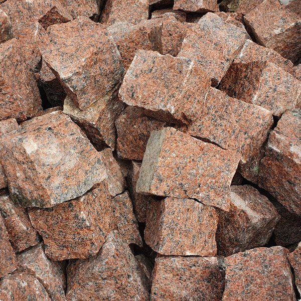 Granit Pflastersteine Naturstein 9/11 rot als Kleinmenge