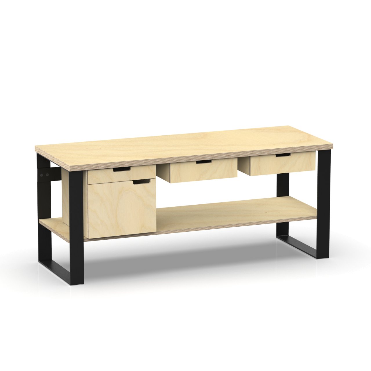 Profi Design Werkbank 1800 x 750 x 850 mm mit 40 mm Arbeitsplatte + Boden mit 2 Schubkästen & Unterschrank links