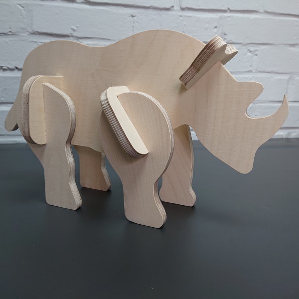 3D Holzbausatz Multiplex Birkenholz Konstruktions-Puzzle Modell Nashorn