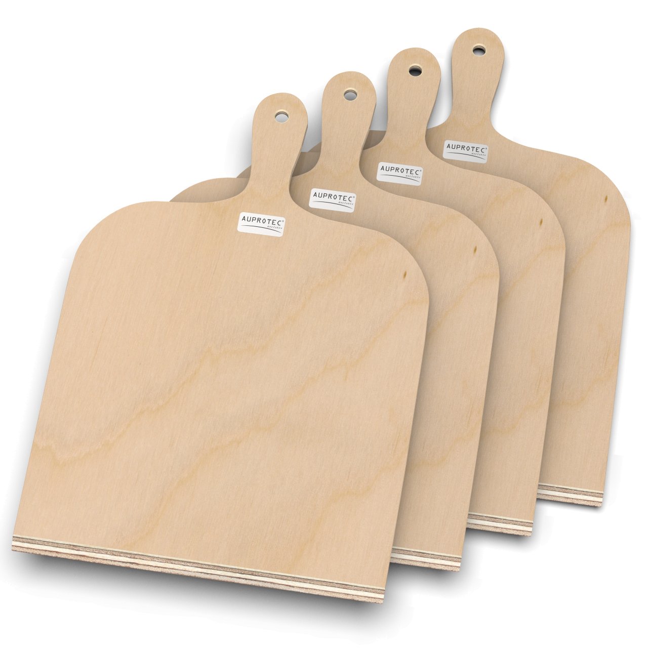 4 Pizzaschaufeln S (26 x 20 cm) Holz Pizzaschieber Pizzabretter Birke geschliffen Modell Yves