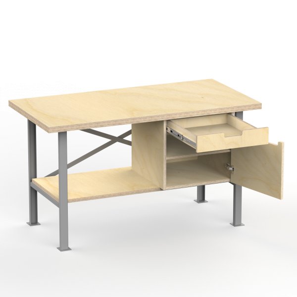 Profi Werkbank 1250 x 600 x 850 mm + 40mm Arbeitsplatte und Boden