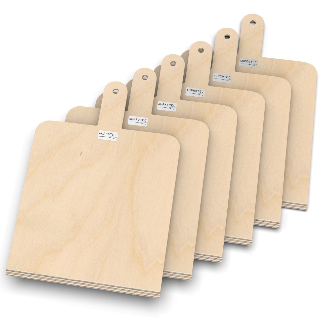 6 Pizzaschaufeln XXL (48 x 32 cm) Holz Pizzaschieber Pizzabretter Birke geschliffen Modell Danny