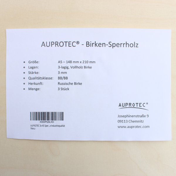 GP 13,46 € pro m² 152 x 37,5cm PiHaMi® 5 Platten 3 mm Birke Sperrholz Qualität B/BB