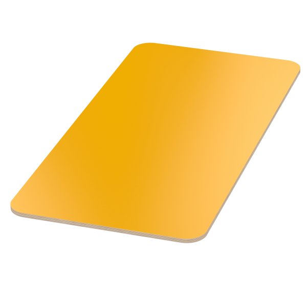 Multiplexplatte Holzplatte Tischplatte Birke melaminbeschichtet gelb Eckenradius 100 mm
