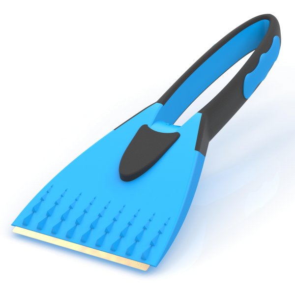 Eiskratzer 2K mit Messingklinge und rutschfestem Softgriff blau