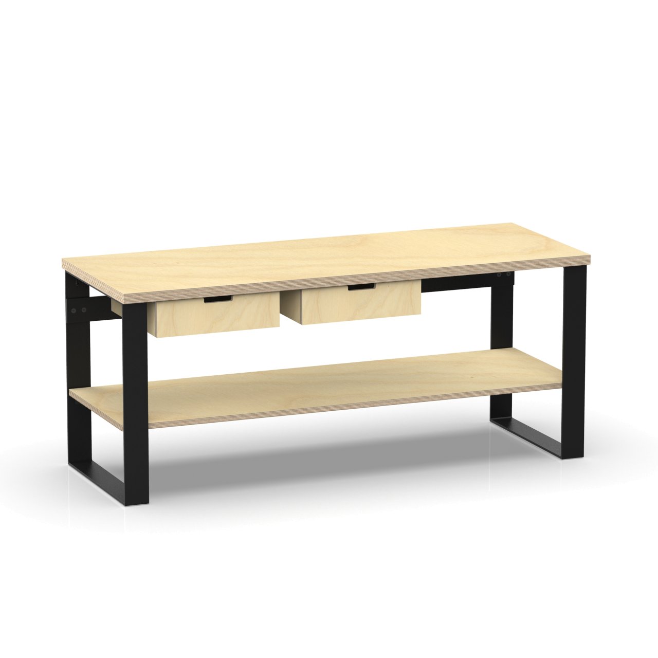 Profi Design Werkbank 2000 x 750 x 850 mm mit 40 mm Arbeitsplatte + Boden mit 2 Schubkästen links + mitte