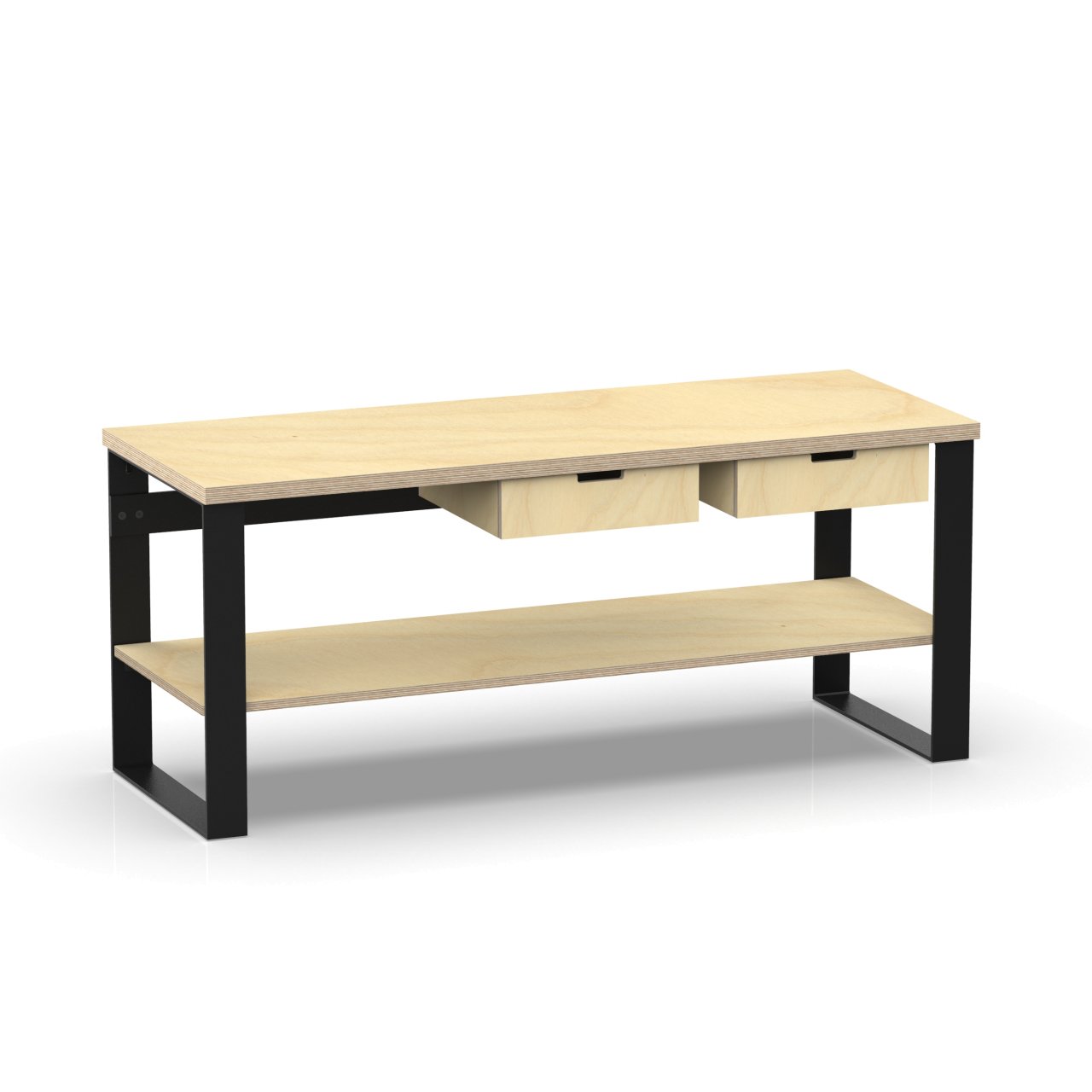 Profi Design Werkbank 2000 x 750 x 850 mm mit 40 mm Arbeitsplatte + Boden mit 2 Schubkästen mitte & rechts