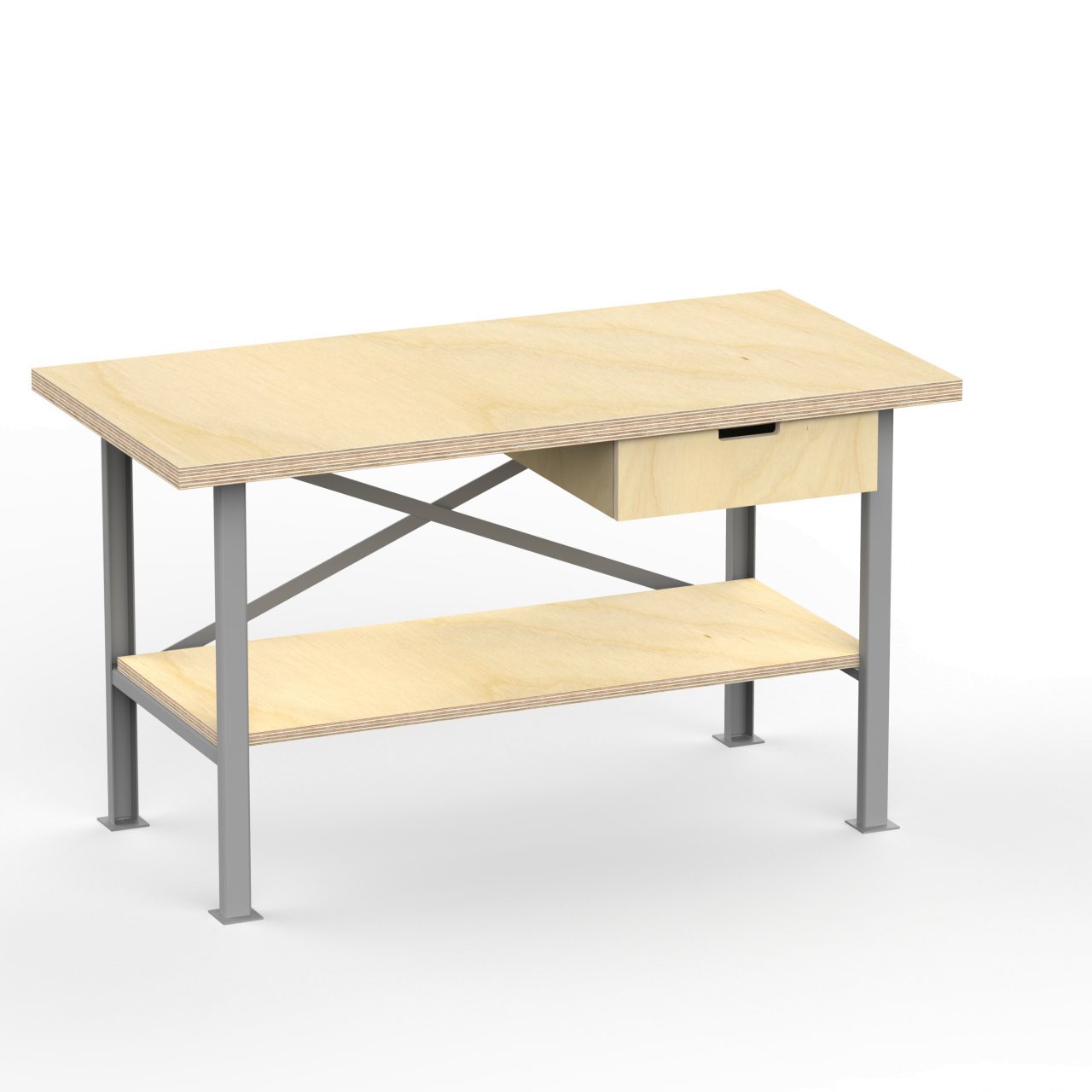Profi Werkbank 1500 x 800 x 850 mm mit 40 mm Arbeitsplatte und Boden + 1 Schubkasten