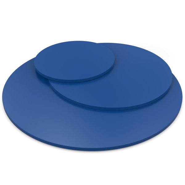 Dekor Spanplatte 19mm Tischplatte rund melaminharzbeschichtet blau mit ABS Kante Umleimer
