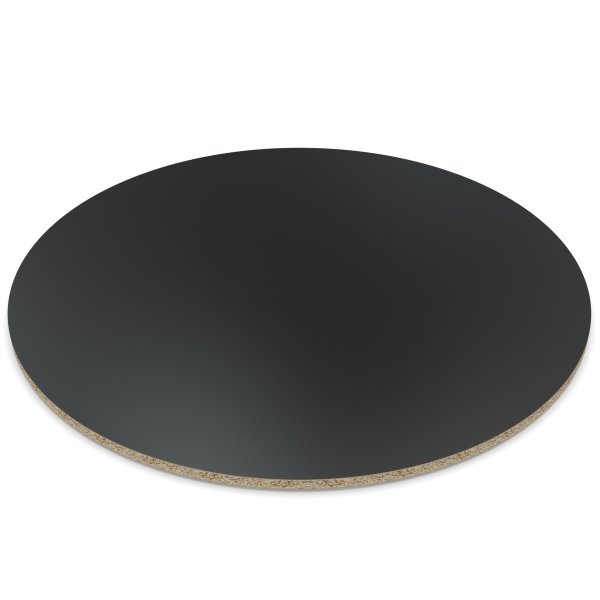 Dekor Spanplatte 19mm Tischplatte rund melaminharzbeschichtet schwarz mit ABS Kante Umleimer