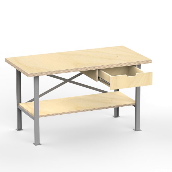 Profi Werkbank 1250 x 600 x 850 mm + 40mm Arbeitsplatte und Boden