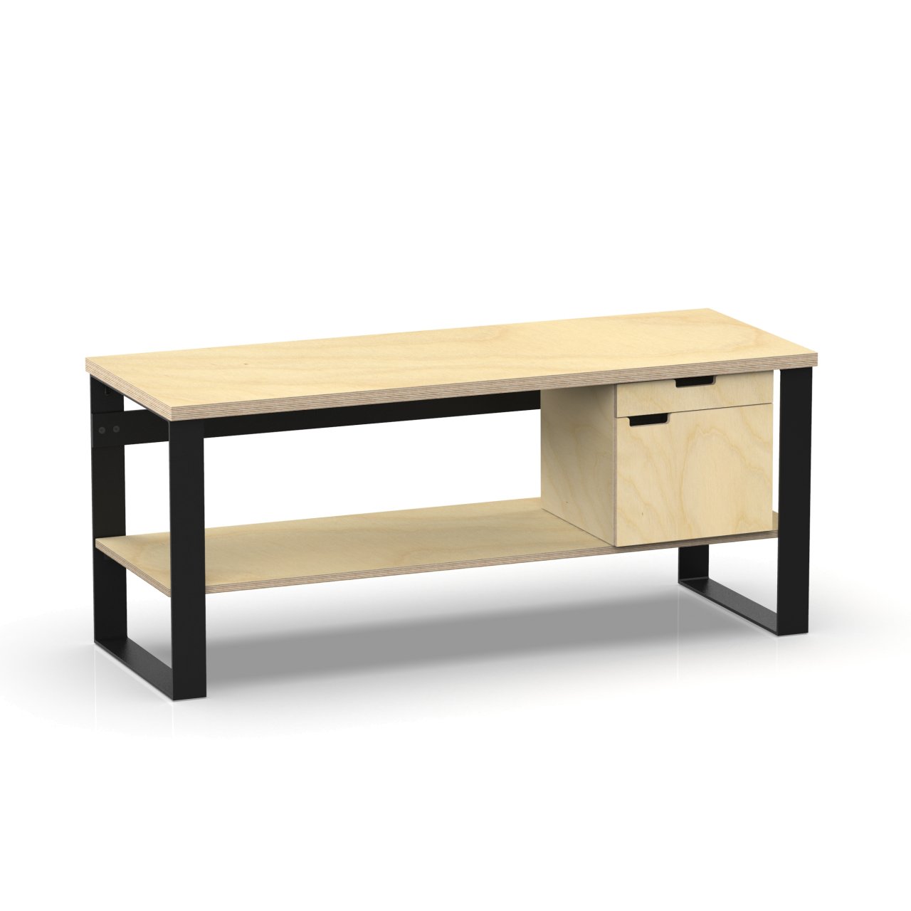 Profi Design Werkbank 2000 x 750 x 850 mm mit 40 mm Arbeitsplatte + Boden mit Unterschrank rechts