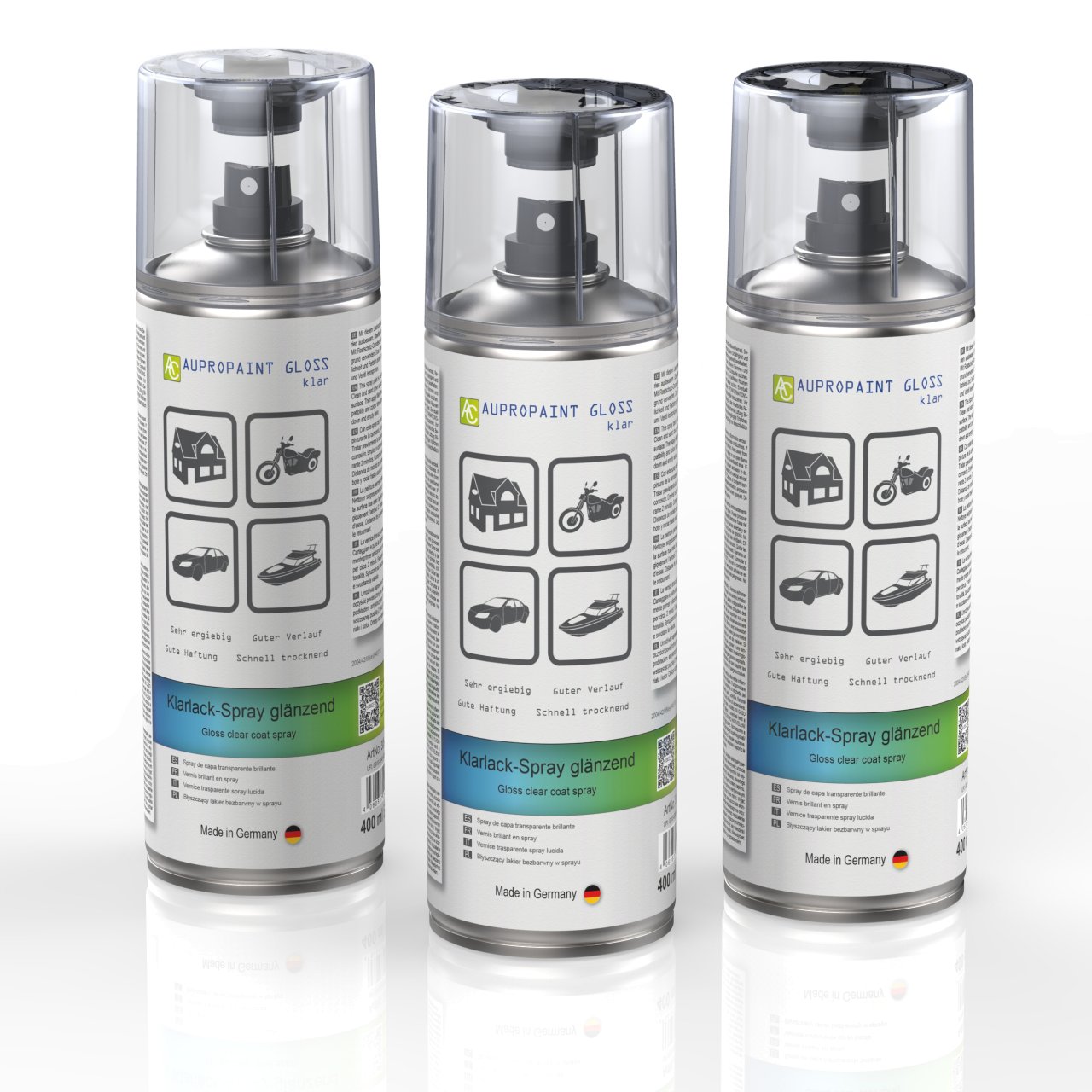 3 Dosen AUPROPAINT GLOSS Klarlack Spray glänzend 400ml
